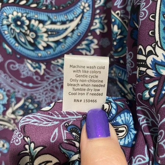 NWT 41 Hawthorn Trina Bell Sleeve Purple Paisley Print Blouse Size 2X NWT - Picture 9 of 15